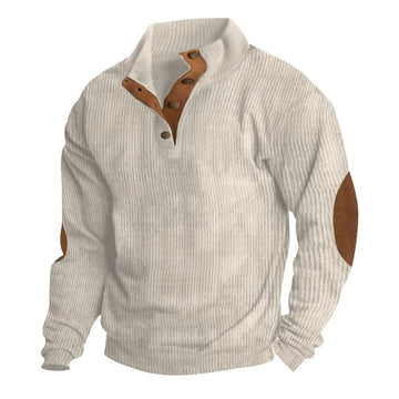 Men's Casual V-Neck Pullover Long Sleeve Rugby Shirt