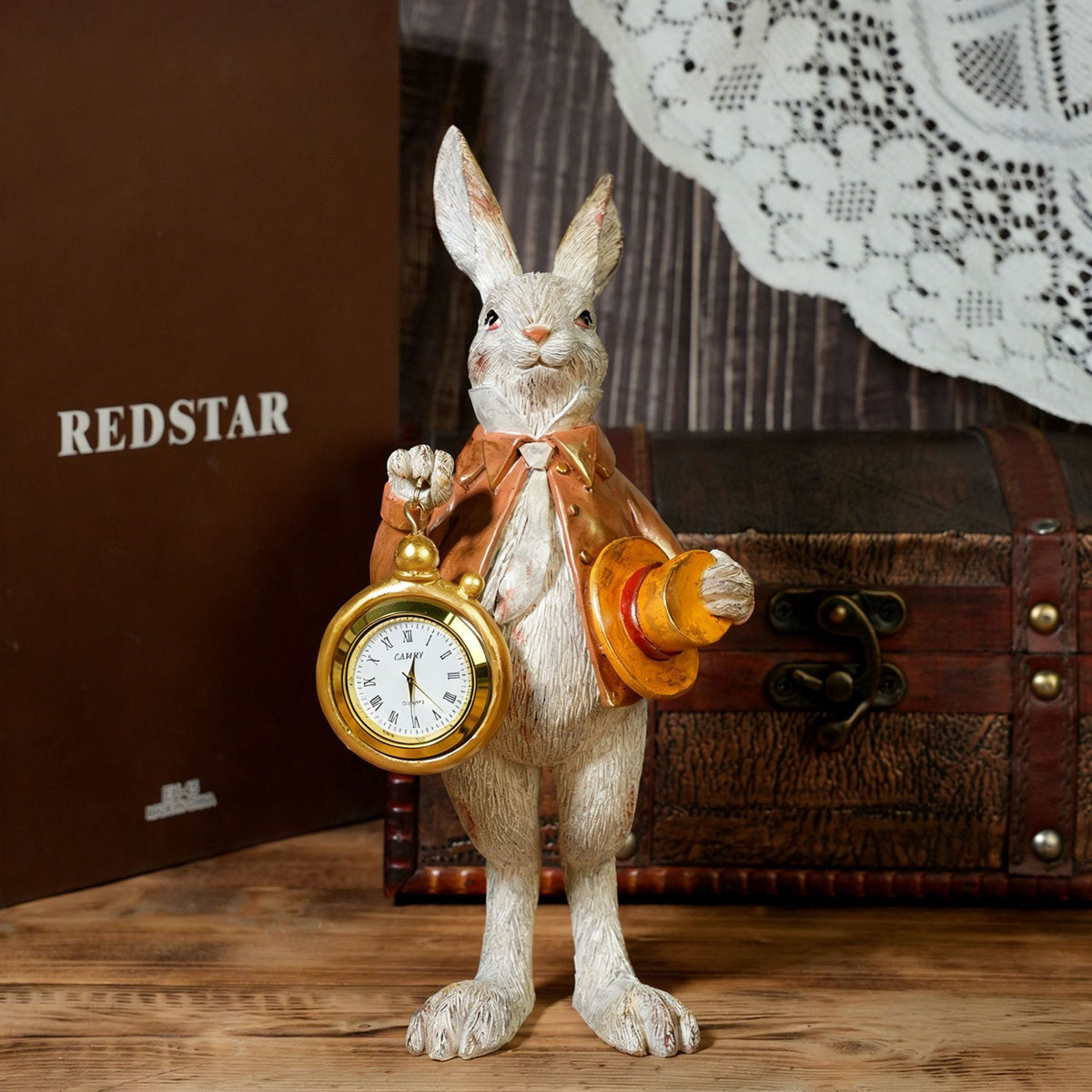 Wite Rabbit Clock ⠰ Storybook White Rabbit Clock Figurine – Functional Easter Decor ...