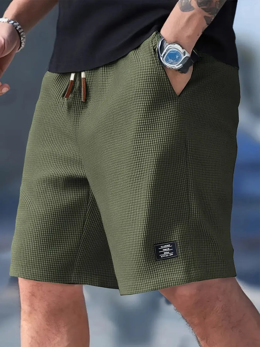 Men's Waffle Knit Drawstring Shorts