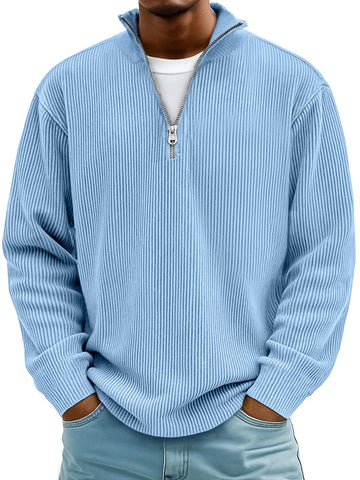Loose Strip Fabric Stand-up Collar Shirt