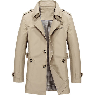 Men’s Premium Mid-Length Trench Coat – Classic Business Outerwear