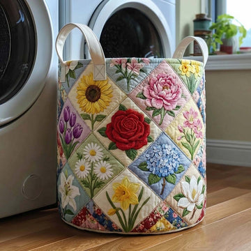 Floral Serenity Quilted Laundry Basket GFTOQA1616