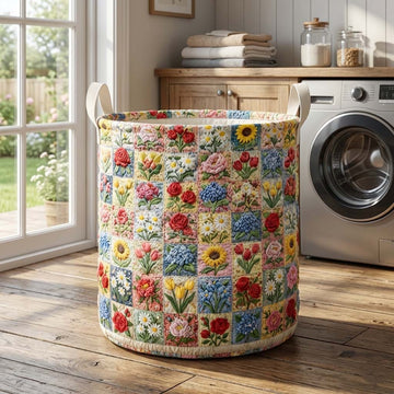 Floral Serenity Quilted Laundry Basket GFTOQA1617