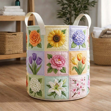 Floral Serenity Quilted Laundry Basket GFTOQA1623