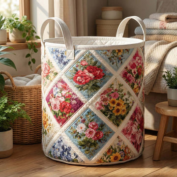 Floral Serenity Quilted Laundry Basket GFTOQA1625