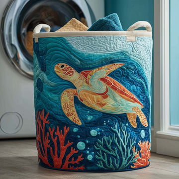 Ocean Turtle Quilted Laundry Basket GFTOQM1980