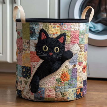 Peekaboo Cat Quilted Laundry Basket GFTOQM2078