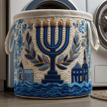 Olive Menorah Quilted Laundry Basket GFTOQM2341