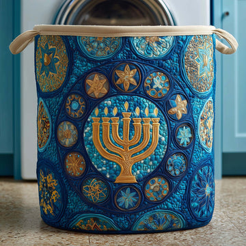 Radiant Menorah Quilted Laundry Basket GFTOQM2342