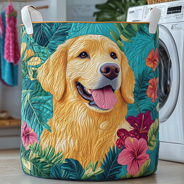 Tropical Golden Quilted Laundry Basket GFTOQM2442