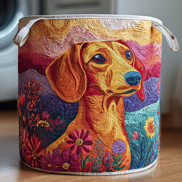 Patchwork Dachshund Quilted Laundry Basket GFTOQM2449