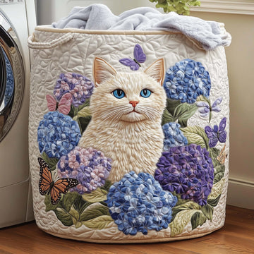 Hydrangea Muse Quilted Laundry Basket GFTOQM2567