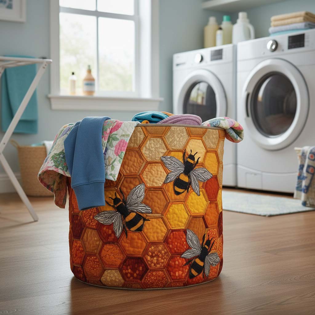 Golden Buzz Quilted Laundry Basket GFTOQM1825