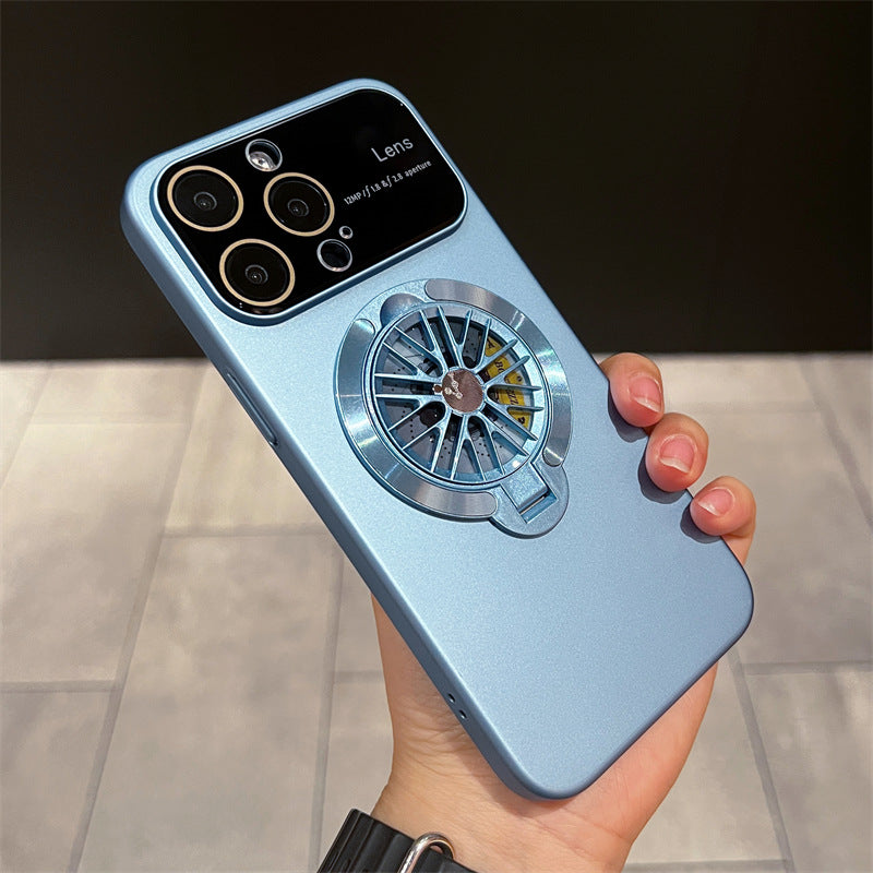 360° Rotating Gyro Stand Phone Case with Large Window Camera Protection