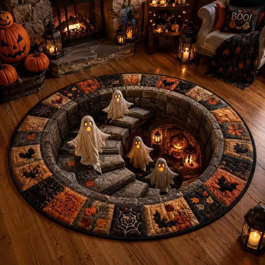 3D Vortex Halloween Rug