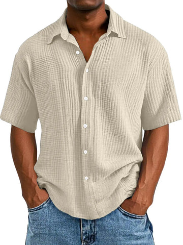 Men's Casual Textured Short-sleeved Shirt