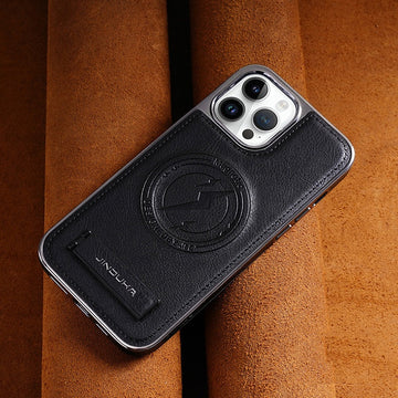 Premium Leather Magnetic Phone Case with Built-In Stand