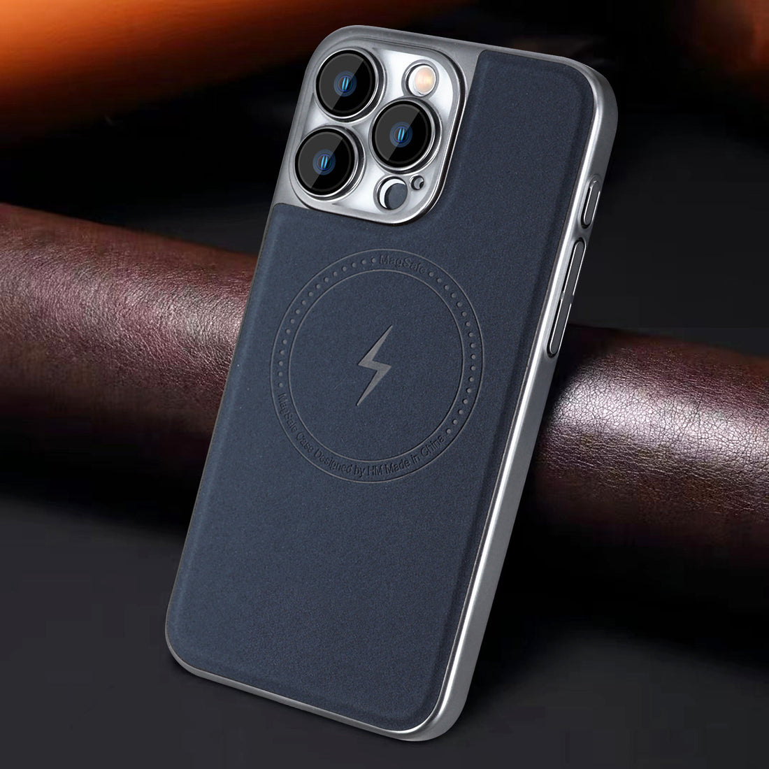 Magnetic Leather Phone Case with Wireless Charging Support