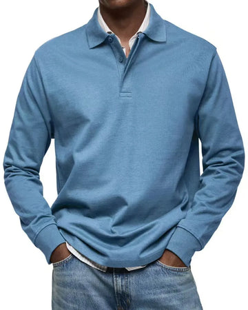 Men's Versatile Casual Long-Sleeve Button-Collar Polo Shirt