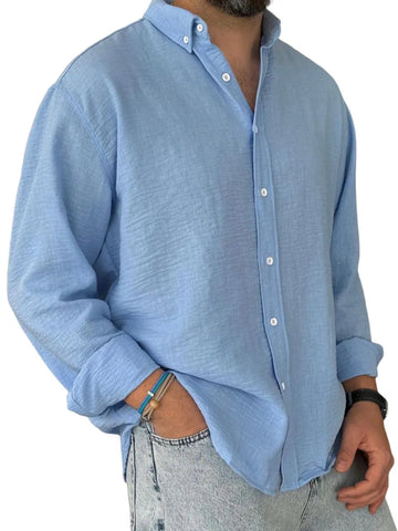 Men's Breathable Casual Button-Down Long-Sleeve Shirt