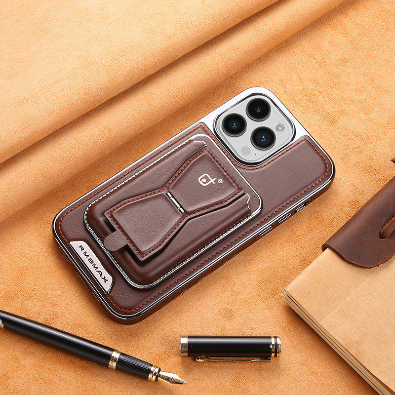 Magnetic Leather Phone Case with Card Holder and Stand