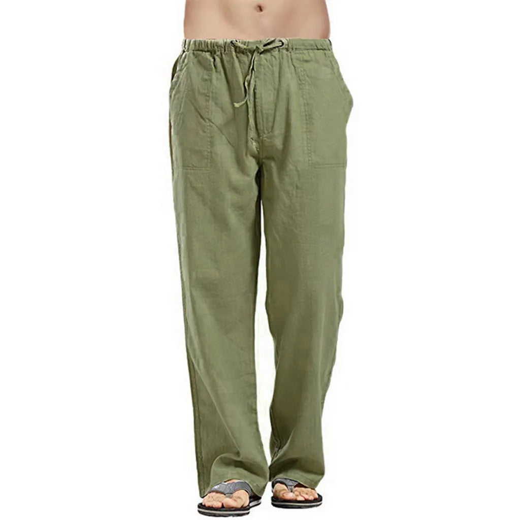 Men’s Relaxed Fit Cotton Linen Drawstring Pants