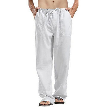 Men’s Relaxed Fit Cotton Linen Drawstring Pants